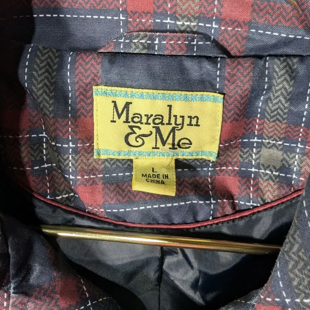 Maralyn and Me Jacket Womens Size Large Red Blue Plaid Vintage Jacket - Picture 3 of 6